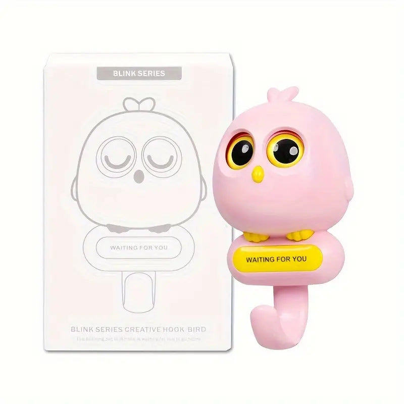Adorable Owl Wall Hook with Moving Eyes – Punch-Free Adhesive Hanger for Home Organization & Fun Decor
