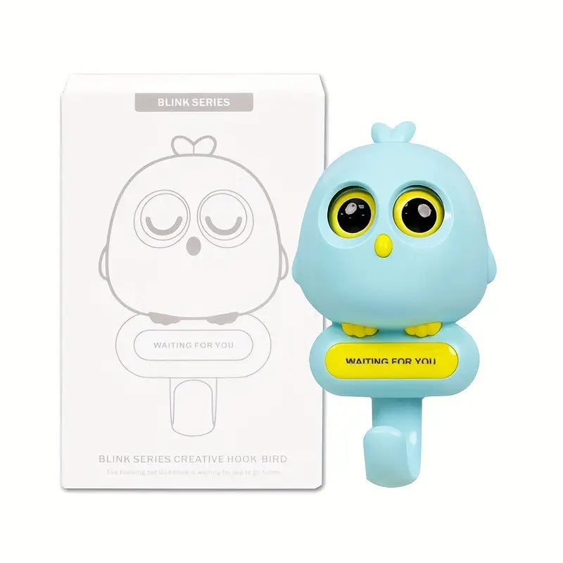 Adorable Owl Wall Hook with Moving Eyes – Punch-Free Adhesive Hanger for Home Organization & Fun Decor