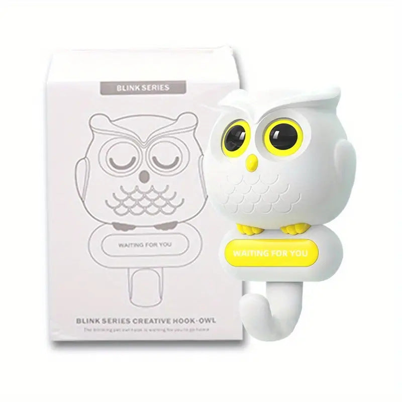 Adorable Owl Wall Hook with Moving Eyes – Punch-Free Adhesive Hanger for Home Organization & Fun Decor