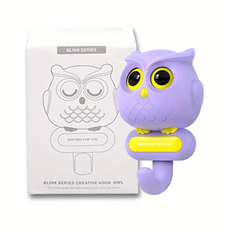 Adorable Owl Wall Hook with Moving Eyes – Punch-Free Adhesive Hanger for Home Organization & Fun Decor