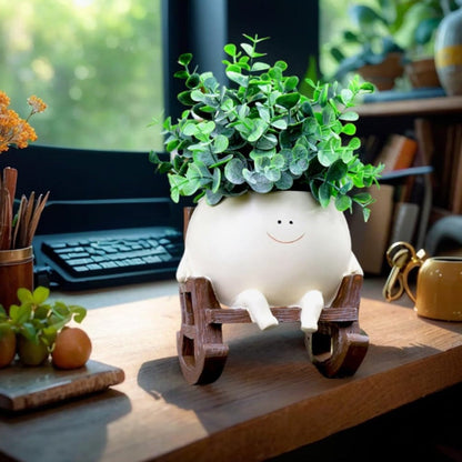 ✨Rocking Chair Smiling Face Planter – Cute Succulent Pot for Indoor &amp; Outdoor Decor